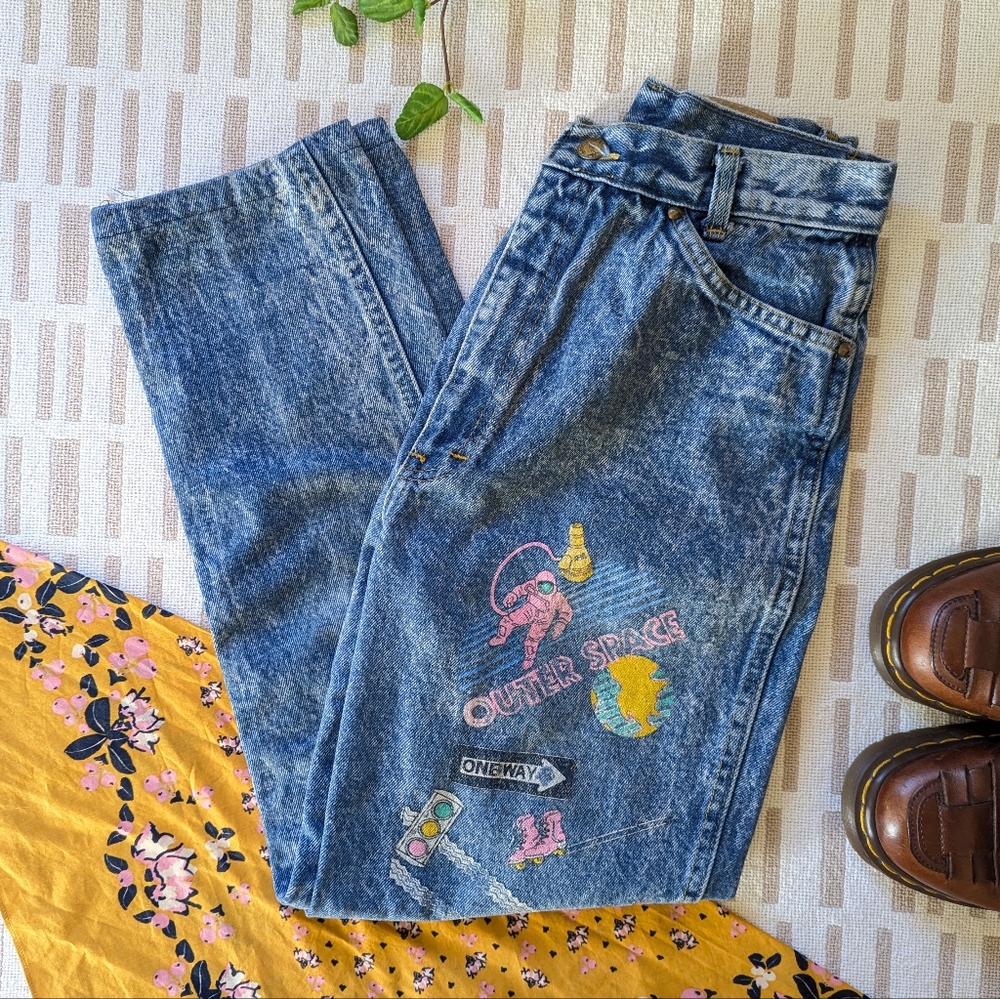 Action West | Vintage | Retro | 80s | Acid Washed Graphic Denim Pant